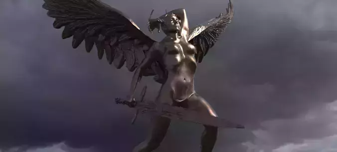 Lady of the lake baroque statue winged