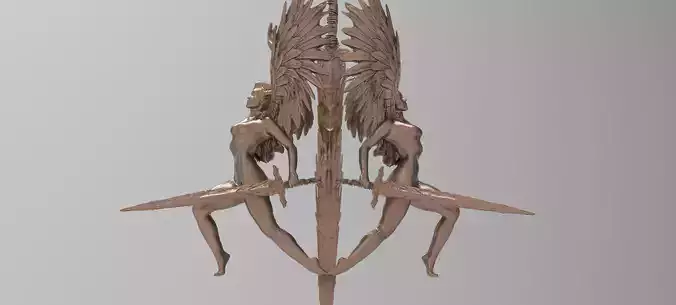 Lady of the lake baroque statues mirrored 2 