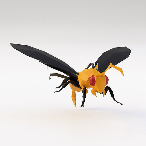 Yellow wasp 3d model  Low-poly 3D model