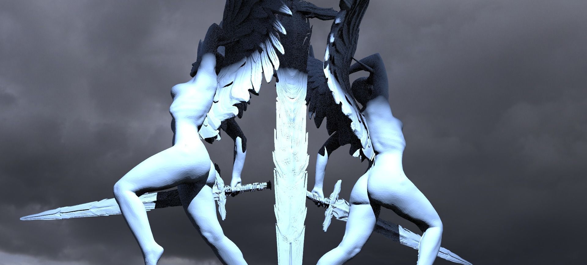 Lady of the lake Holy winged version 2  3D model_1