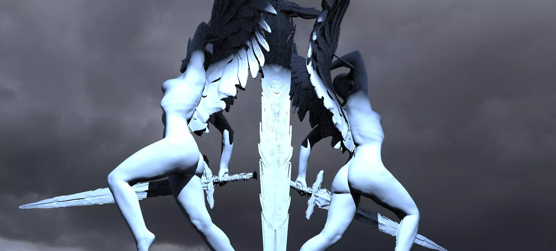 Lady of the lake Holy winged version 2  3D model_0