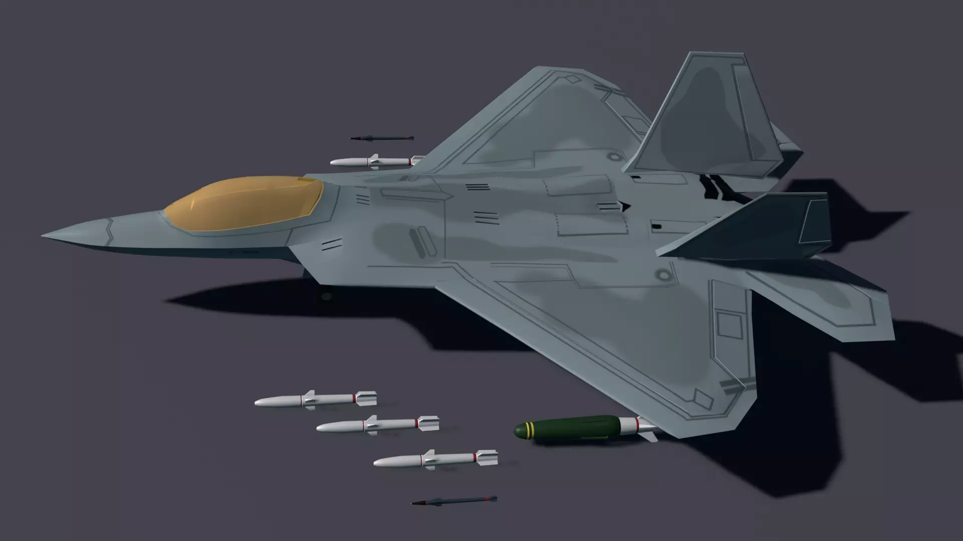 F-22 raptor lockheed martin Low-poly 3D model_0