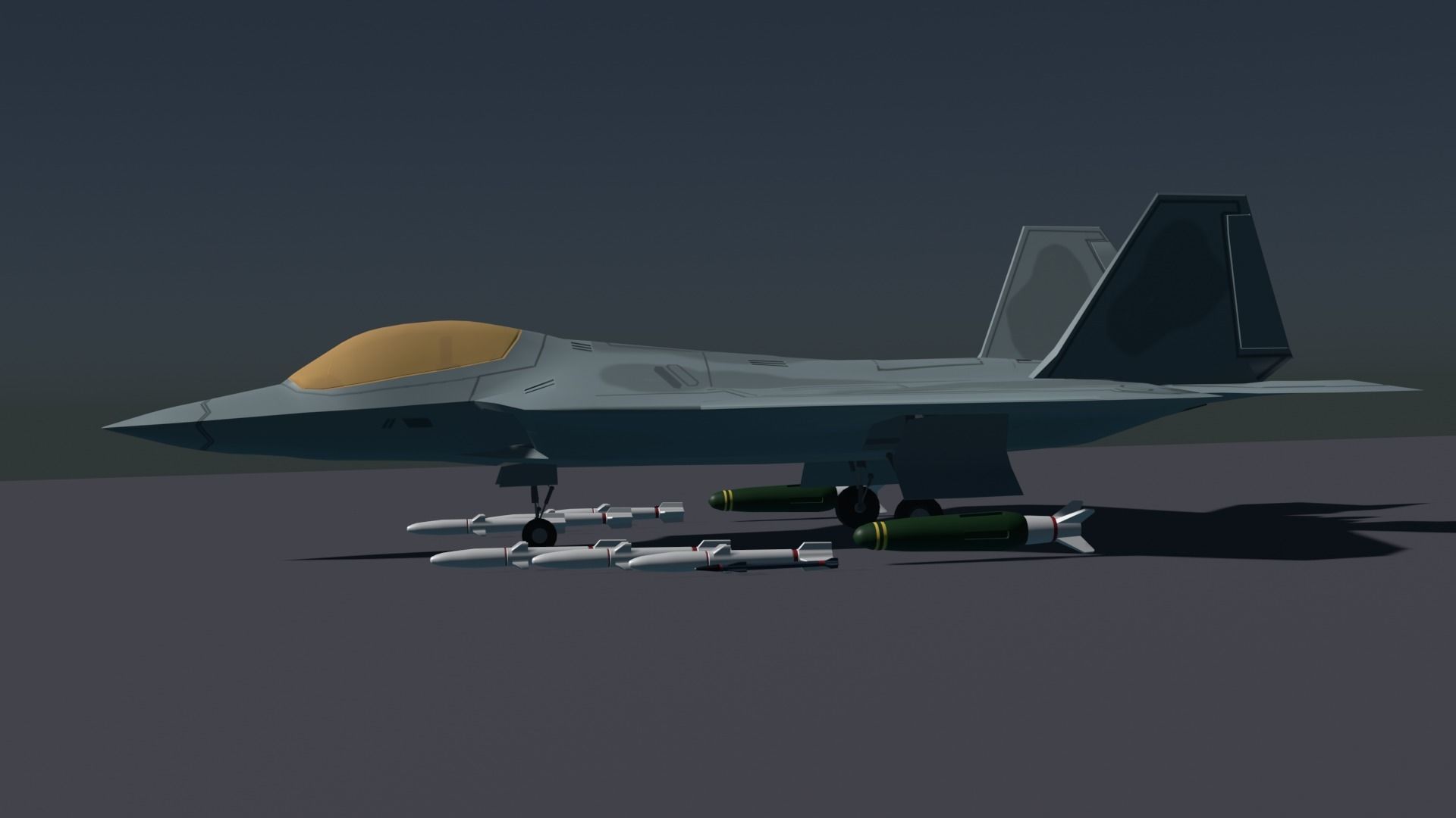 F-22 raptor lockheed martin Low-poly 3D model_4