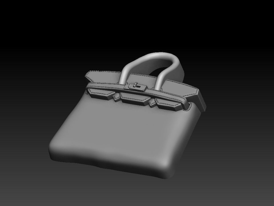 HERMES BIRKIN BAG bas relief  3D print model_6