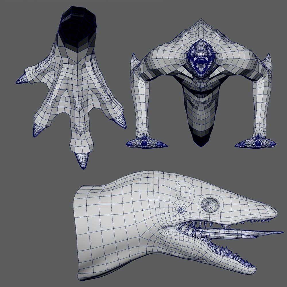 Skullcrawler creature Low-poly 3D model_2