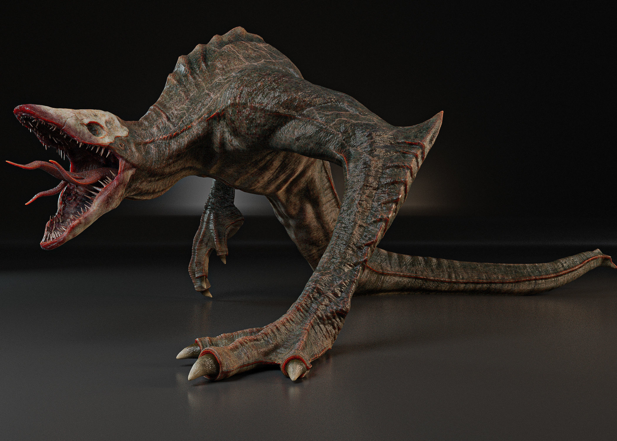 Skullcrawler creature Low-poly 3D model_1