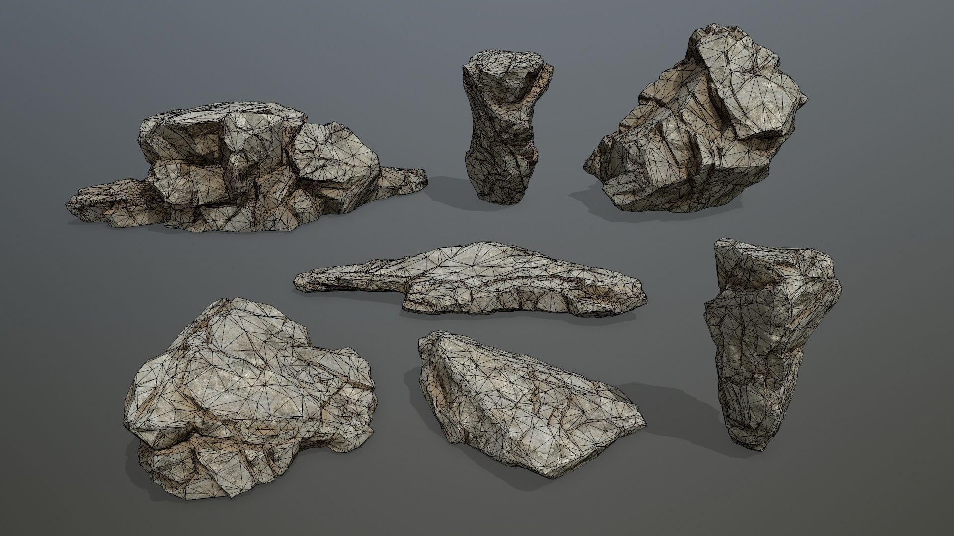 desert rocks Low-poly 3D model_26