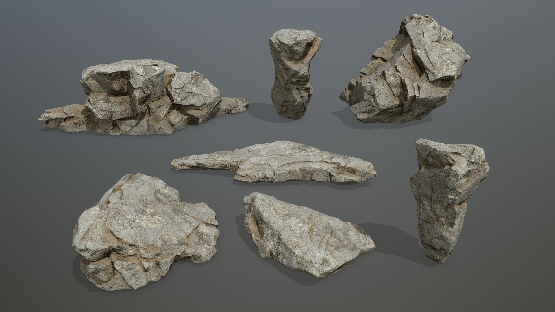 desert rocks Low-poly 3D model_1