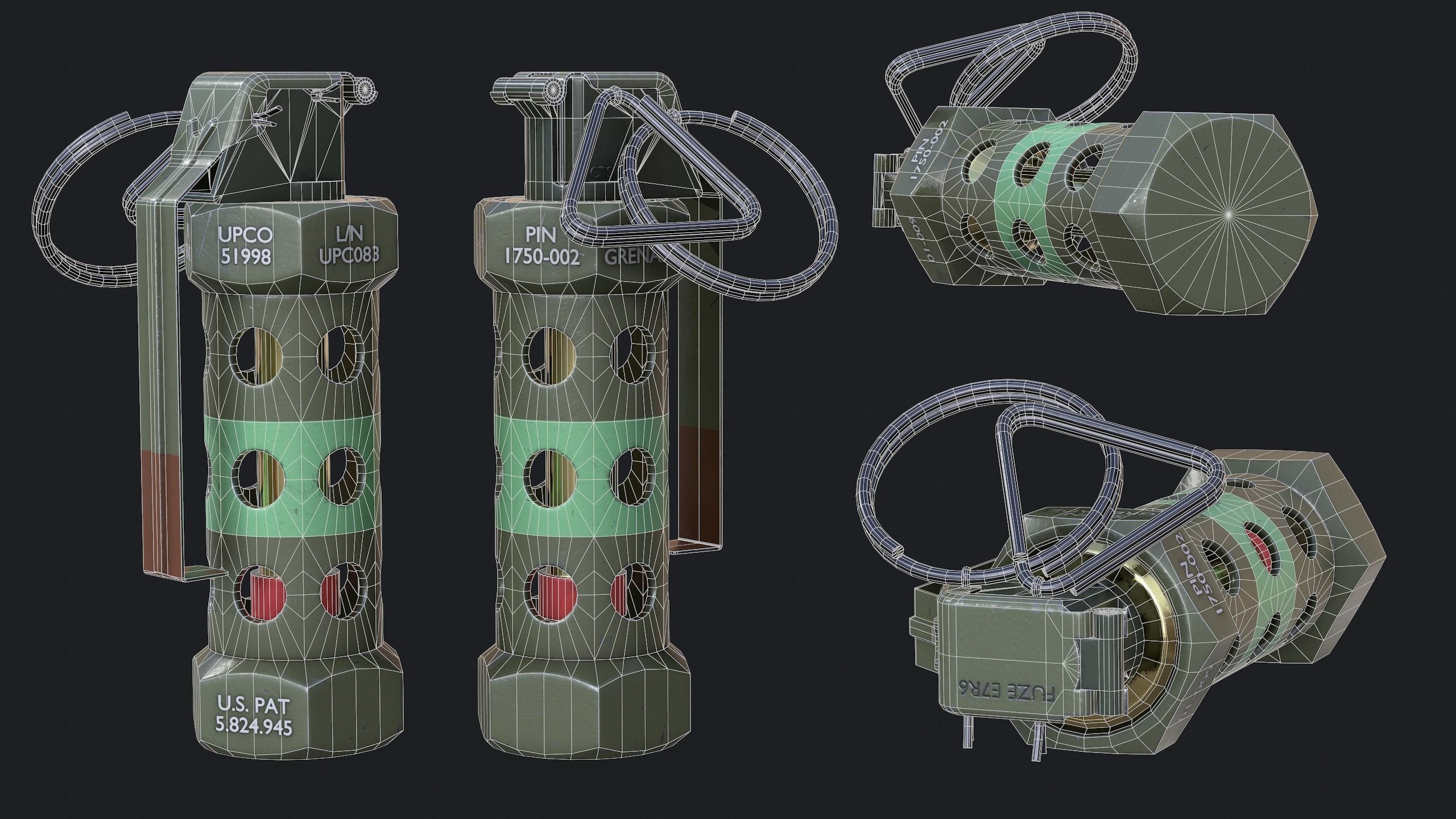 Grenade Pack Low-poly 3D model_3