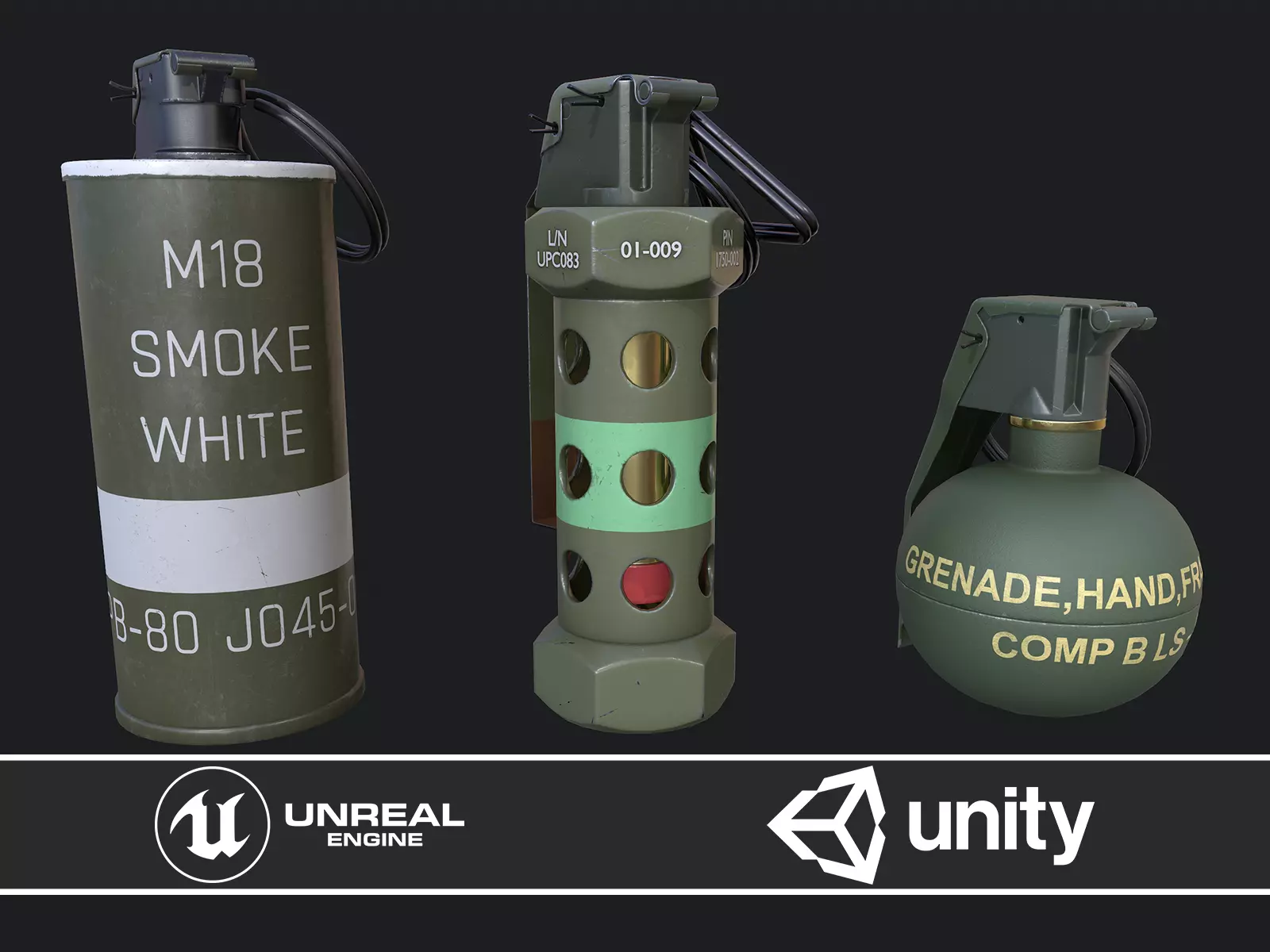 Grenade Pack Low-poly 3D model_0