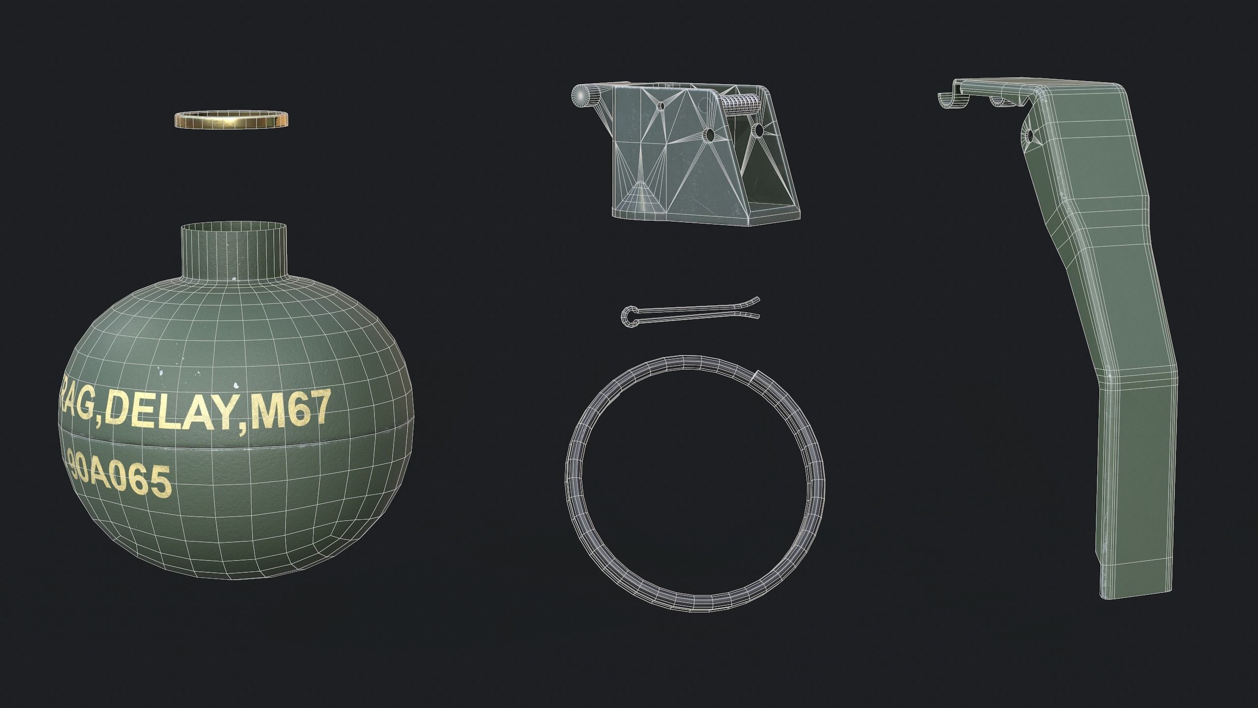 Grenade Pack Low-poly 3D model_13