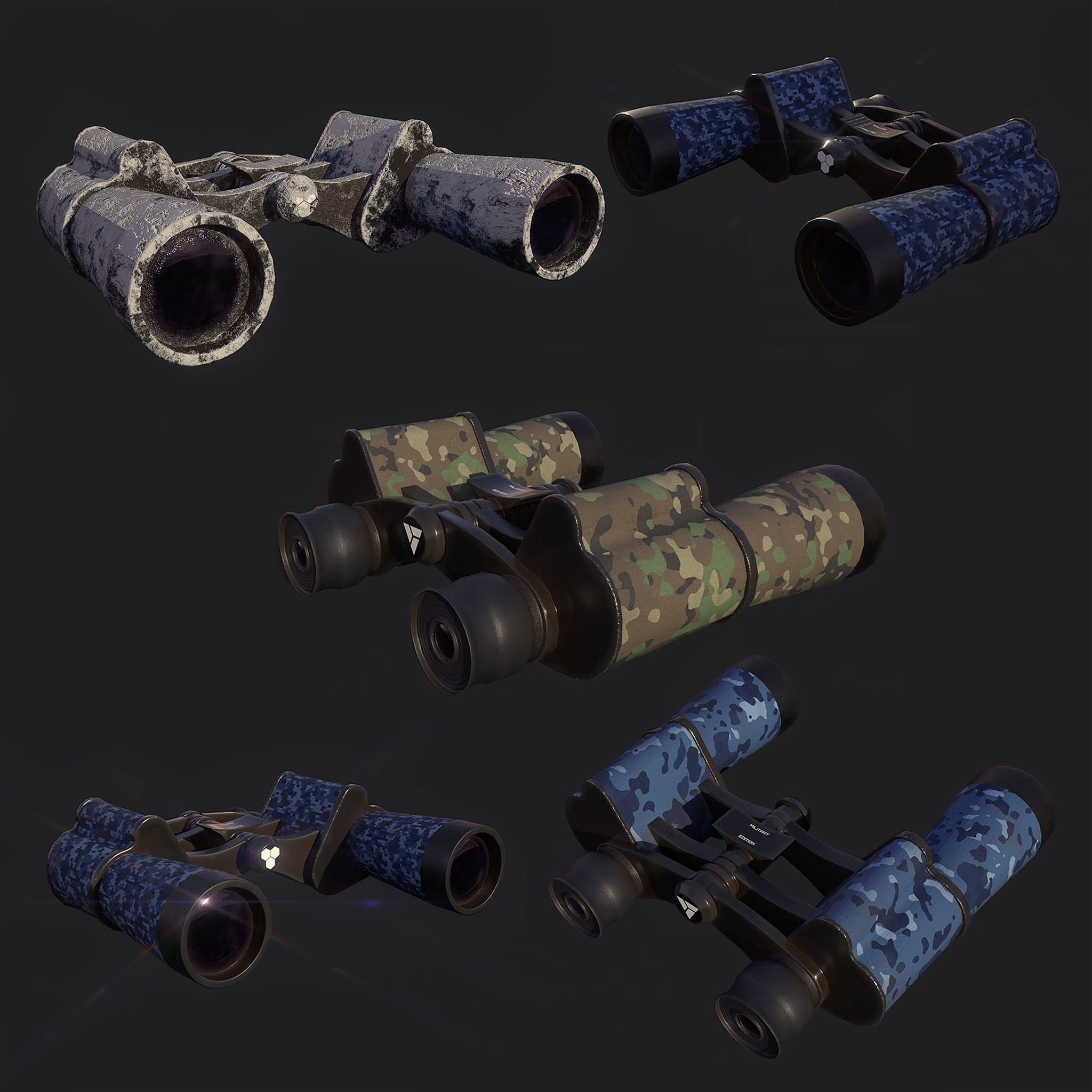 Binocular game-ready 3D model binoculars Low-poly 3D model_2