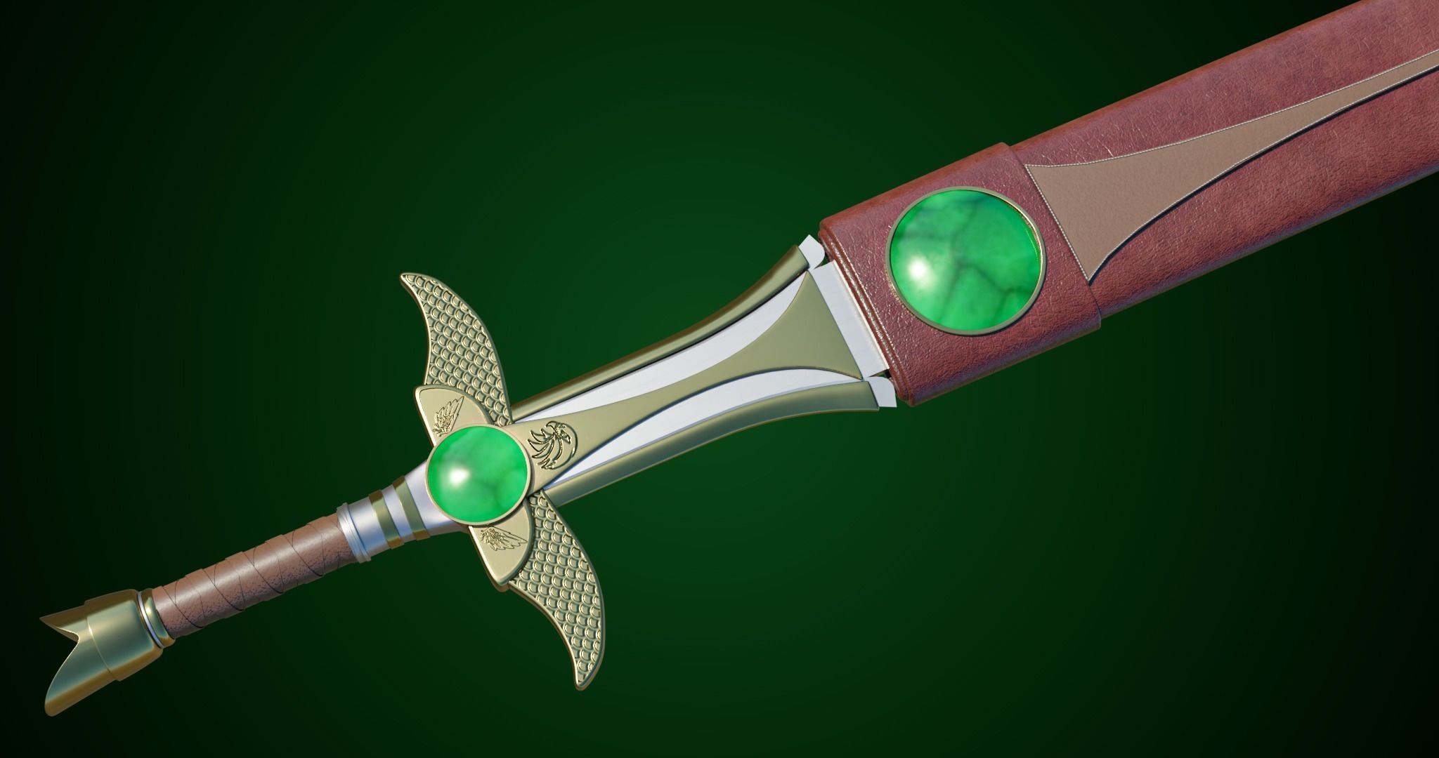  Fantasy Sword 10 PBR Unity UE Arnold V-Ray Textures Included Low-poly 3D model_6