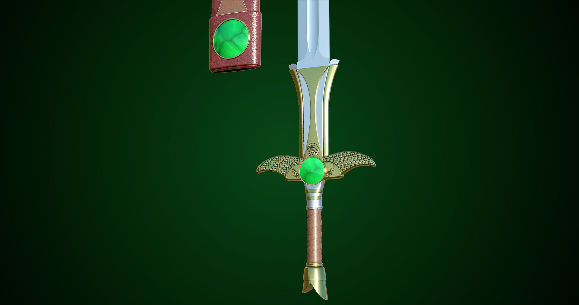  Fantasy Sword 10 PBR Unity UE Arnold V-Ray Textures Included Low-poly 3D model_30
