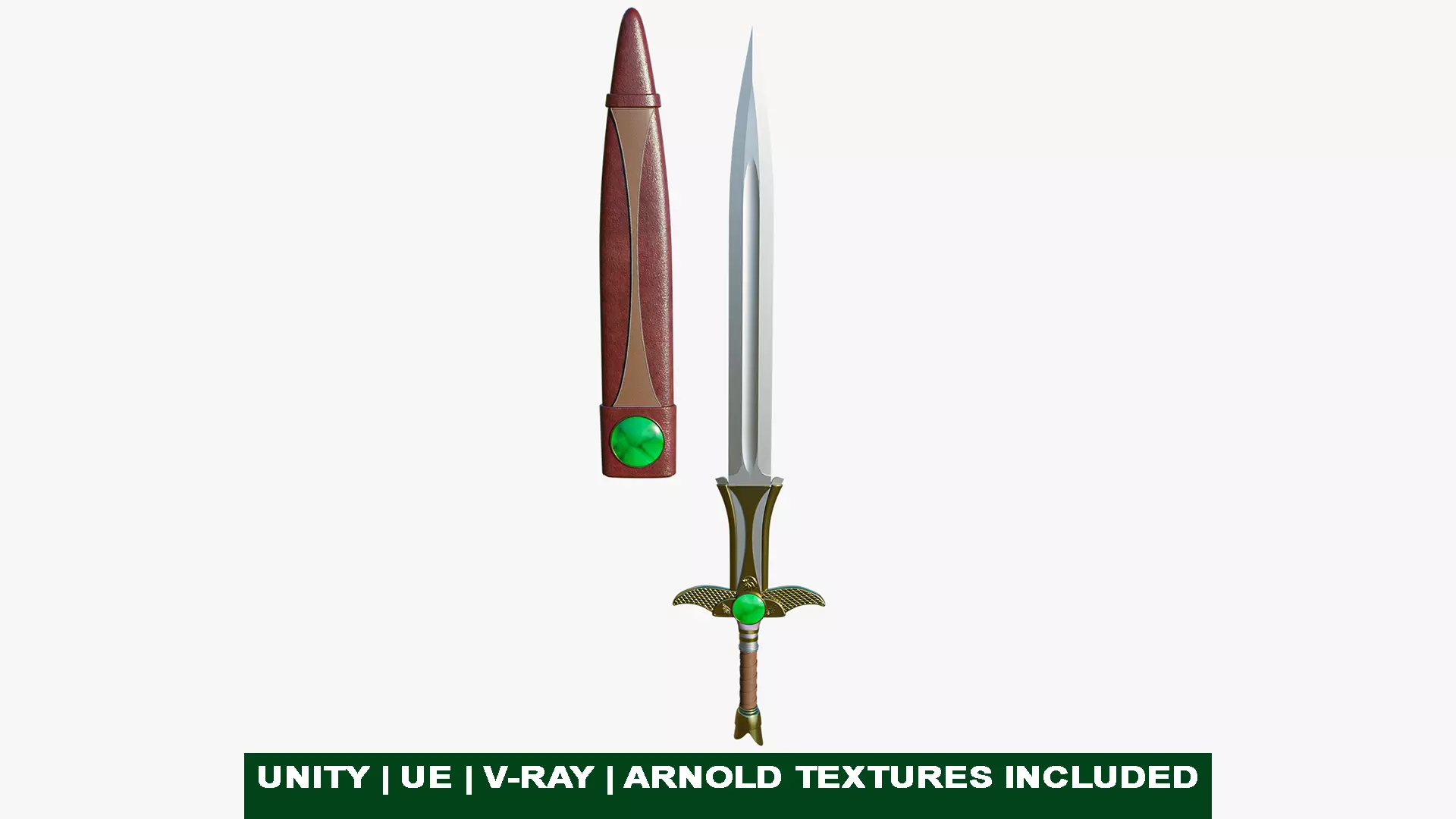  Fantasy Sword 10 PBR Unity UE Arnold V-Ray Textures Included Low-poly 3D model_0