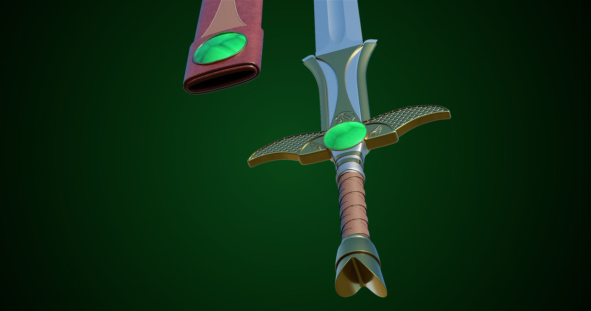  Fantasy Sword 10 PBR Unity UE Arnold V-Ray Textures Included Low-poly 3D model_26