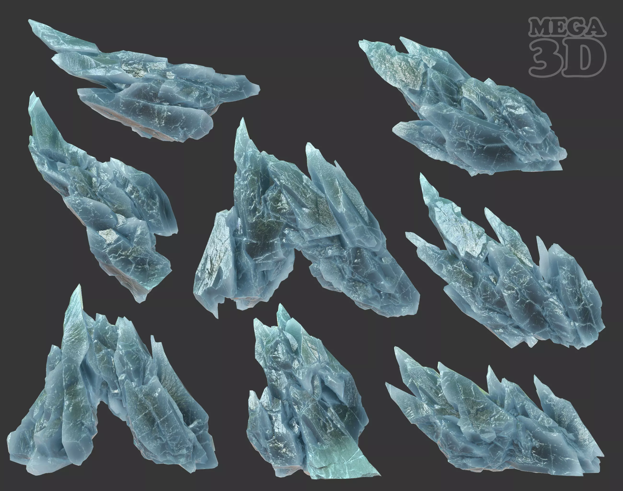 Scifi Spiky Ice 220611 - Ultra HD 16K Textures Low-poly 3D model_0