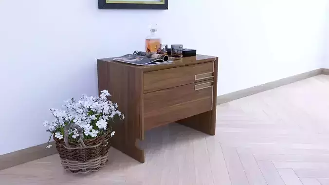 Cabinet bedside table - walnut