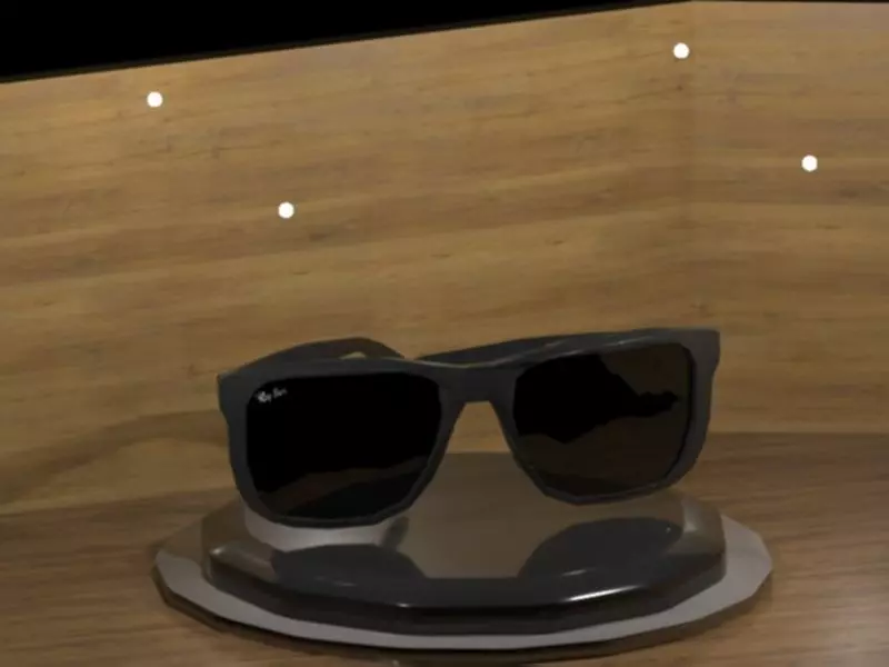 Rayban low poly eyeglasses display on wooden table Free 3D model