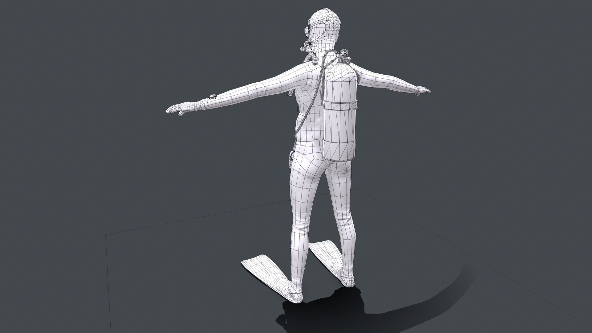 Female Scuba Diver Low-poly 3D model_11