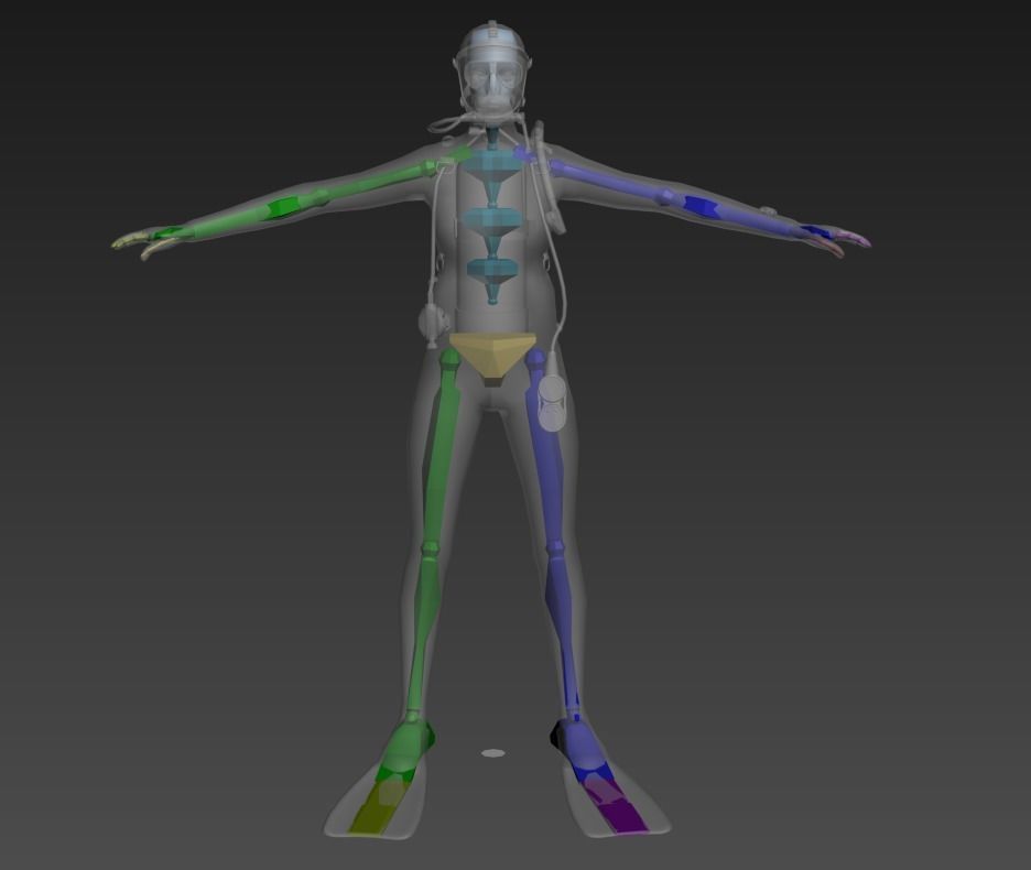 Female Scuba Diver Low-poly 3D model_16