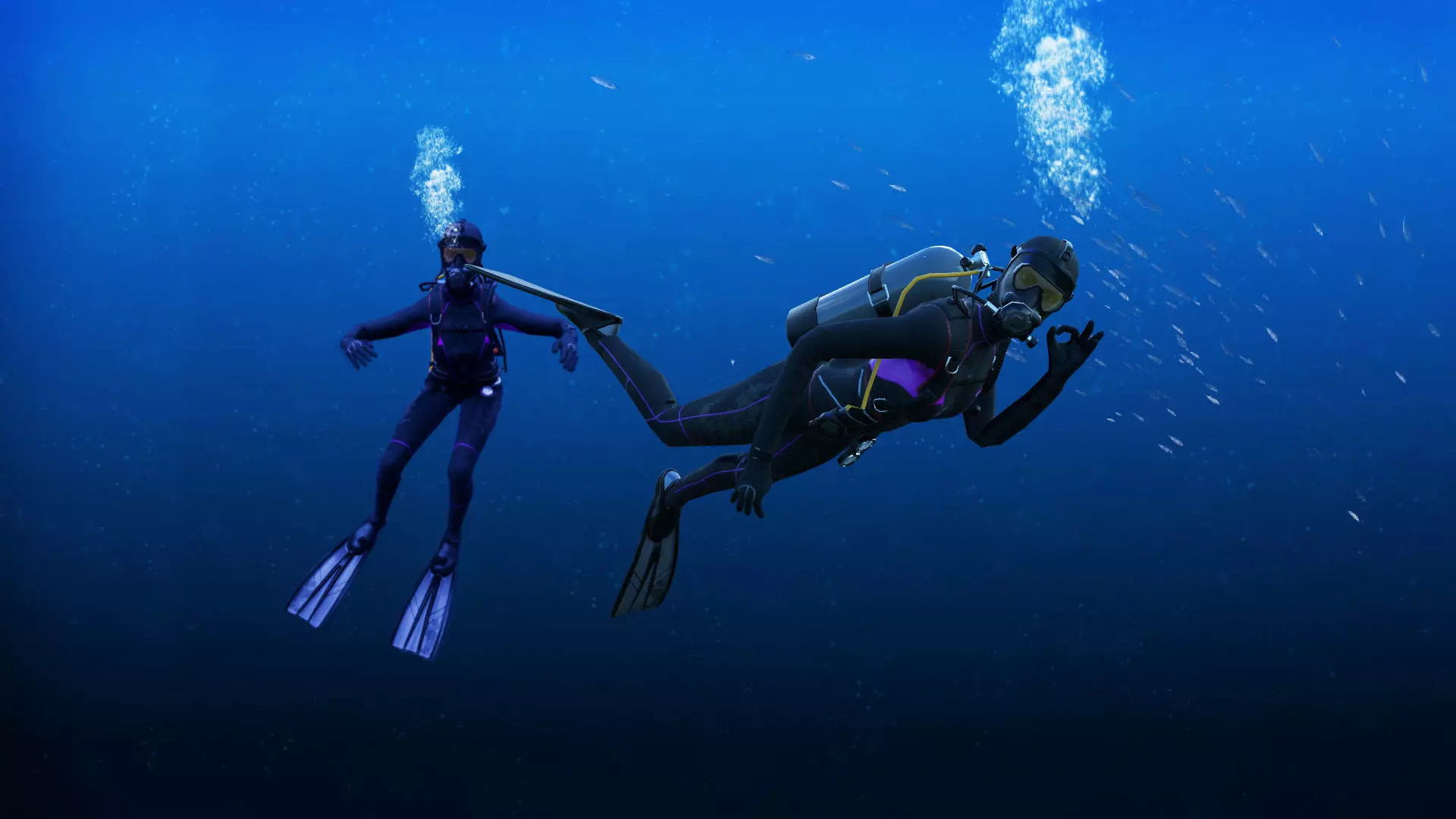 Female Scuba Diver Low-poly 3D model_0