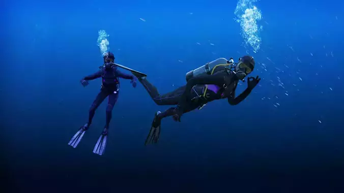 Female Scuba Diver  Low-poly 3D model