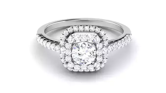 Solitaire Engagement Wedding Double Halo Rings 3D print model