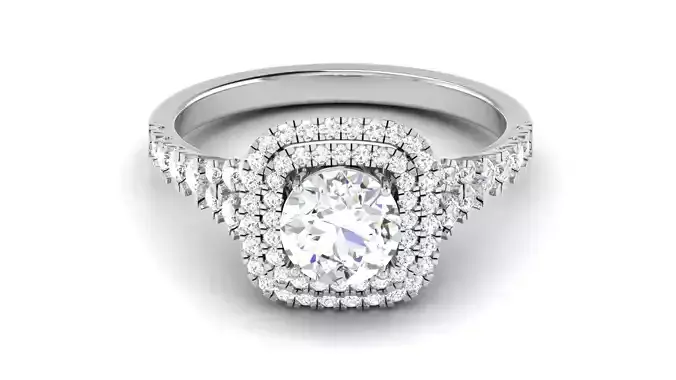 Solitaire Engagement Wedding Double Halo Rings 3D print model