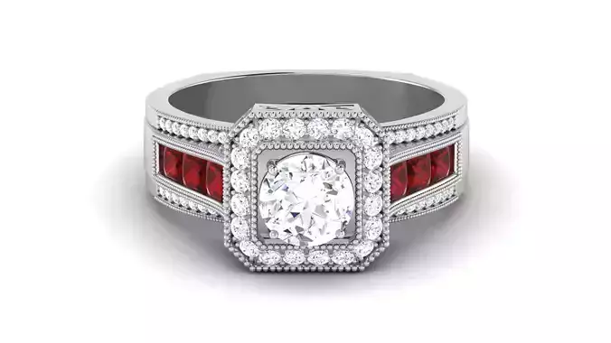 Solitaire Wedding Engagement Halo Ring 3dm STl OBJ FBX Details