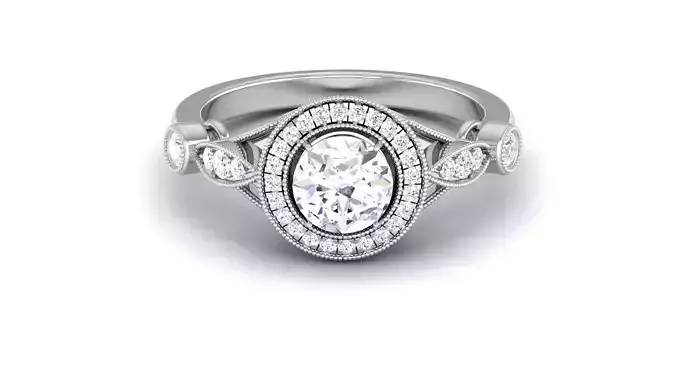 Solitaire Wedding Engagement Halo Ring 3dm STl OBJ FBX Details