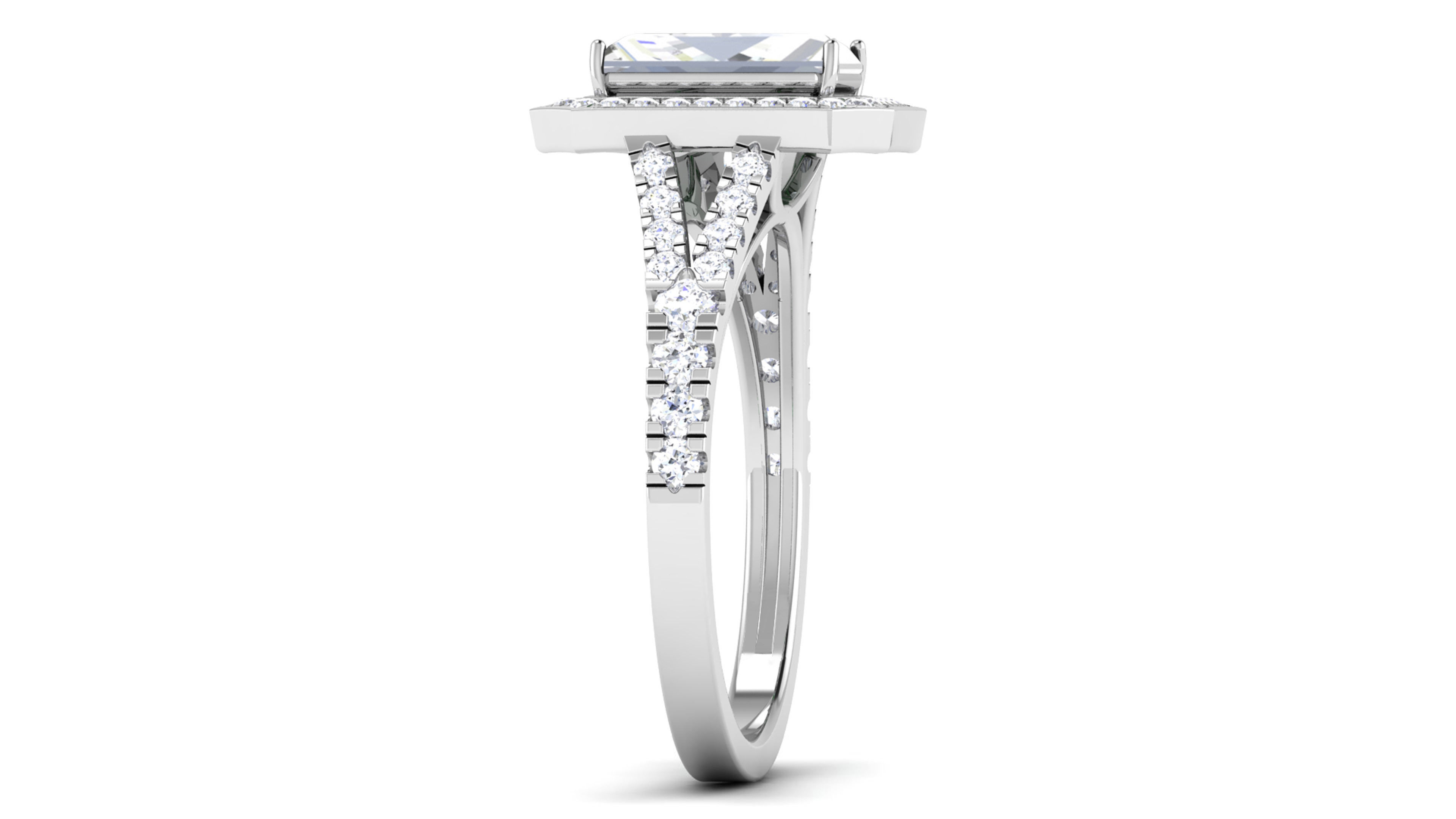 Solitaire Wedding Engagement Halo Ring 3dm STl OBJ FBX Details 3D print model_3