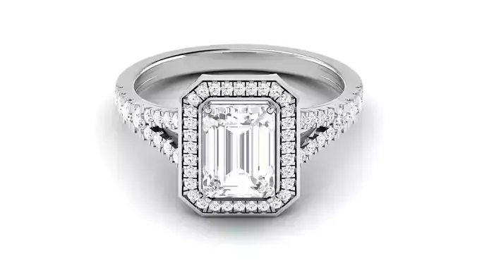 Wedding Engagement Halo Emerald Ring 3dm STl OBJ FBX Details 3D print model
