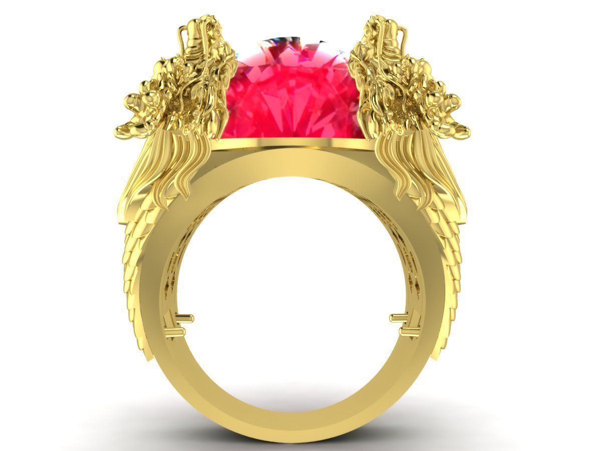 luxury fengshui lucky four dragon keep oval ruby 3334 3D print model_5