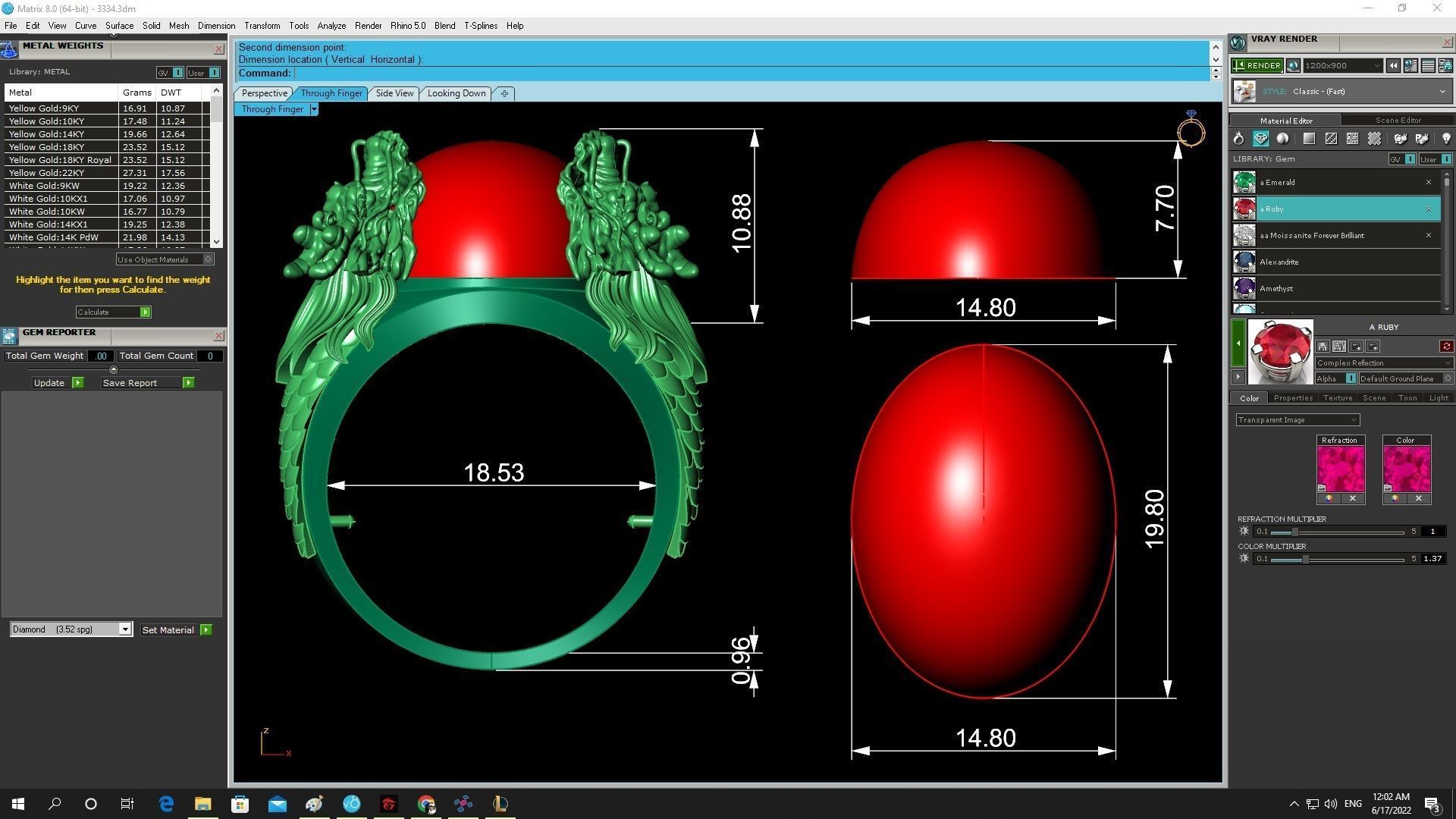 luxury fengshui lucky four dragon keep oval ruby 3334 3D print model_3