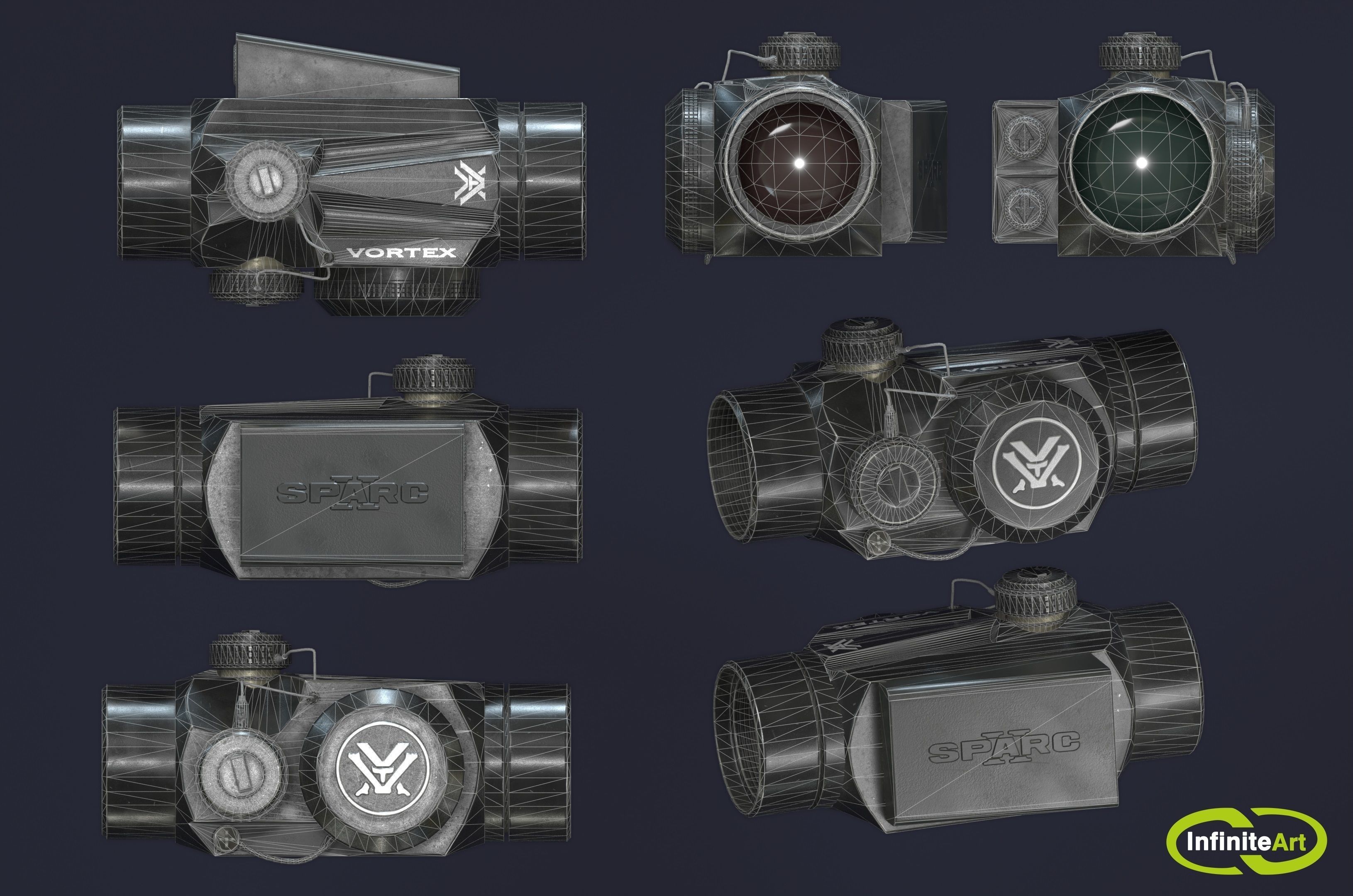Gun sights Collimator sight Low-poly 3D model_5