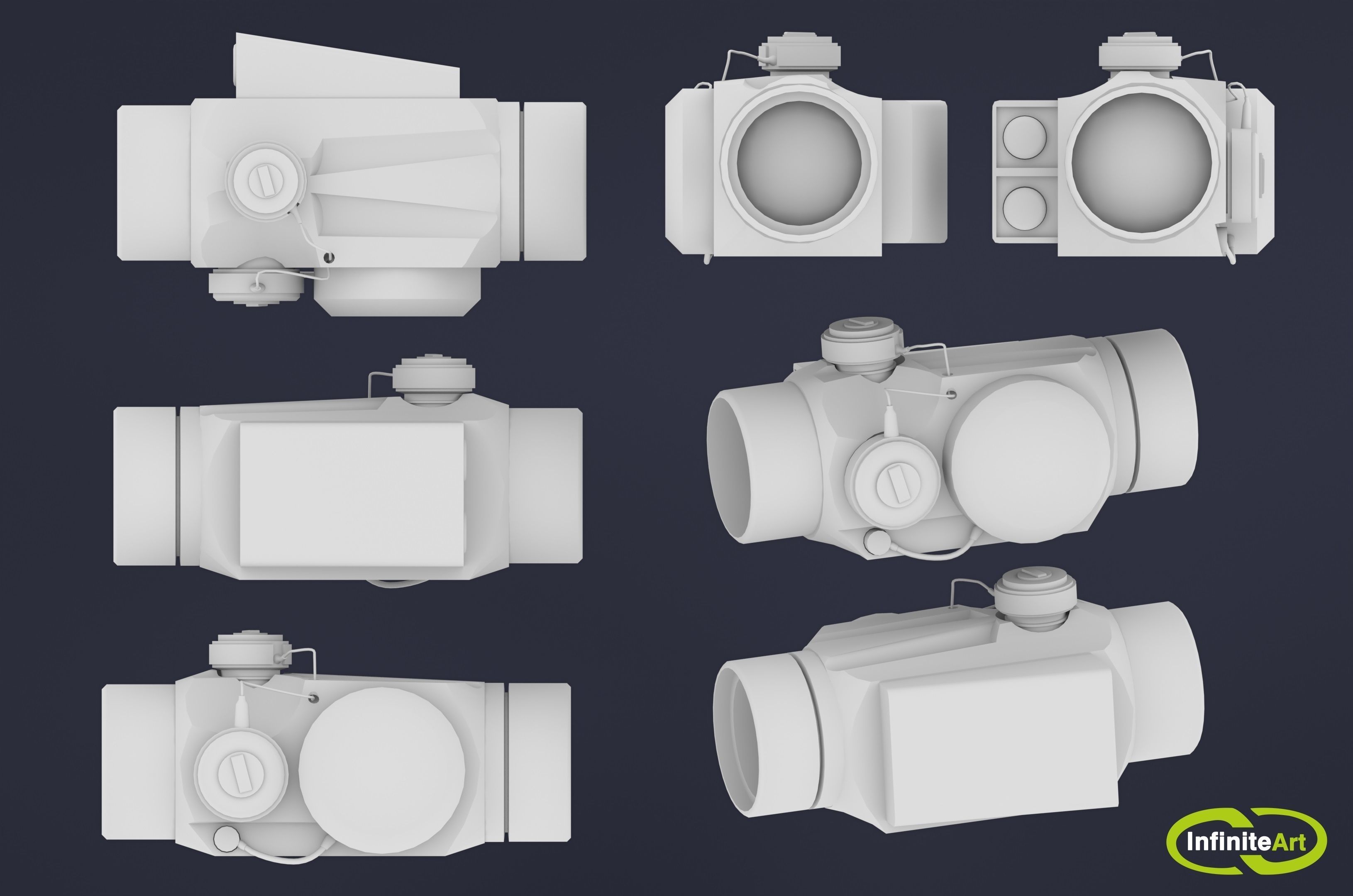 Gun sights Collimator sight Low-poly 3D model_6