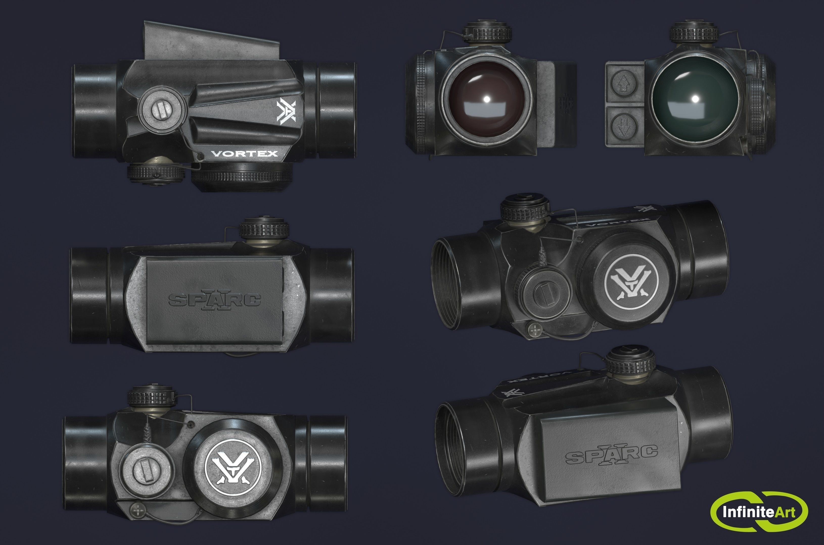 Gun sights Collimator sight Low-poly 3D model_4