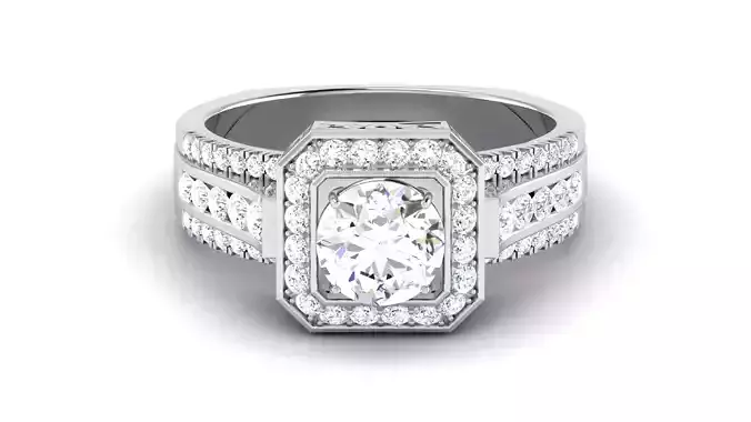 Solitaire Wedding Engagement Halo Ring 3dm STl OBJ FBX Details