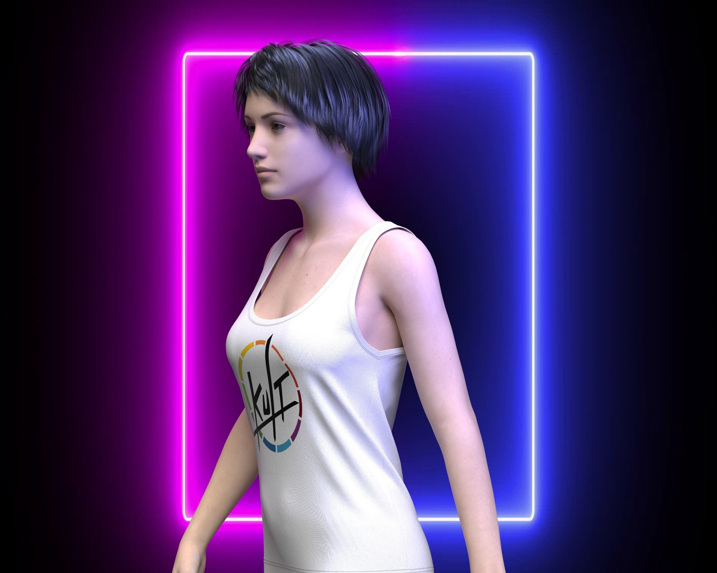 Ladies Tank Top - Kult 3D model_2