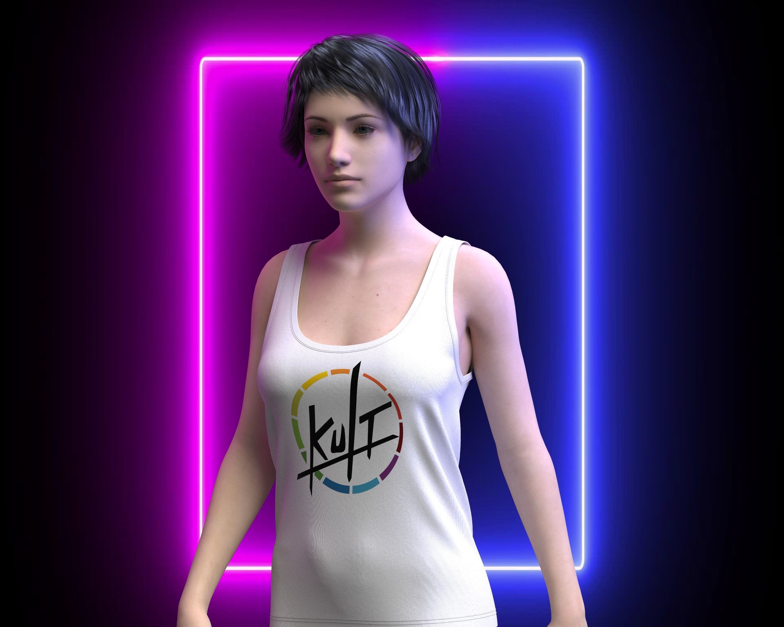 Ladies Tank Top - Kult 3D model_1