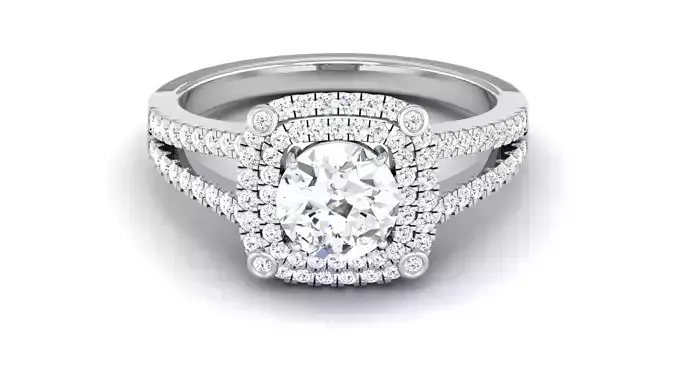 Solitaire Engagement Wedding Double Halo Rings