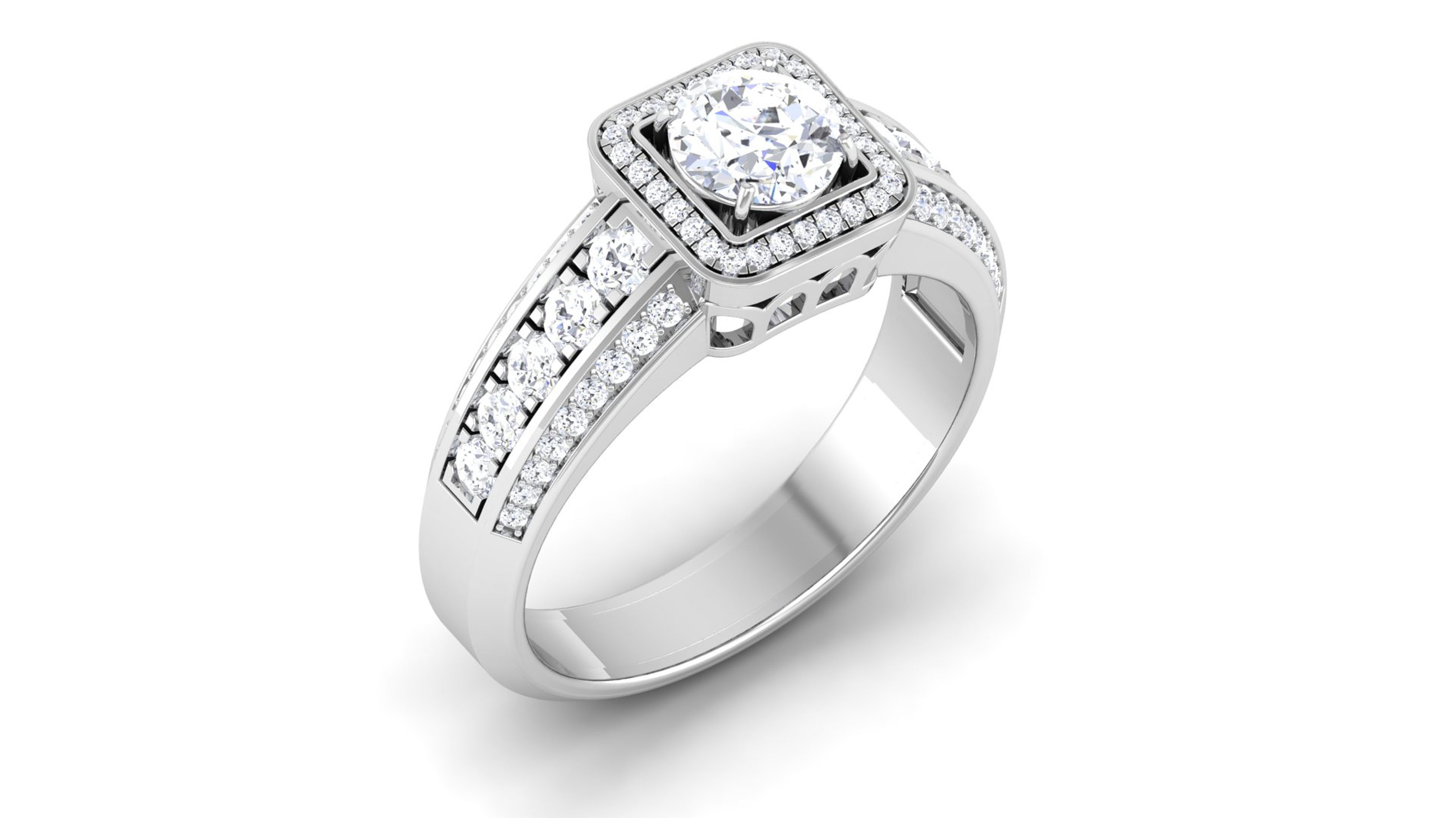 Solitaire Wedding Engagement Halo Ring 3dm STl OBJ FBX Details 3D print model_2