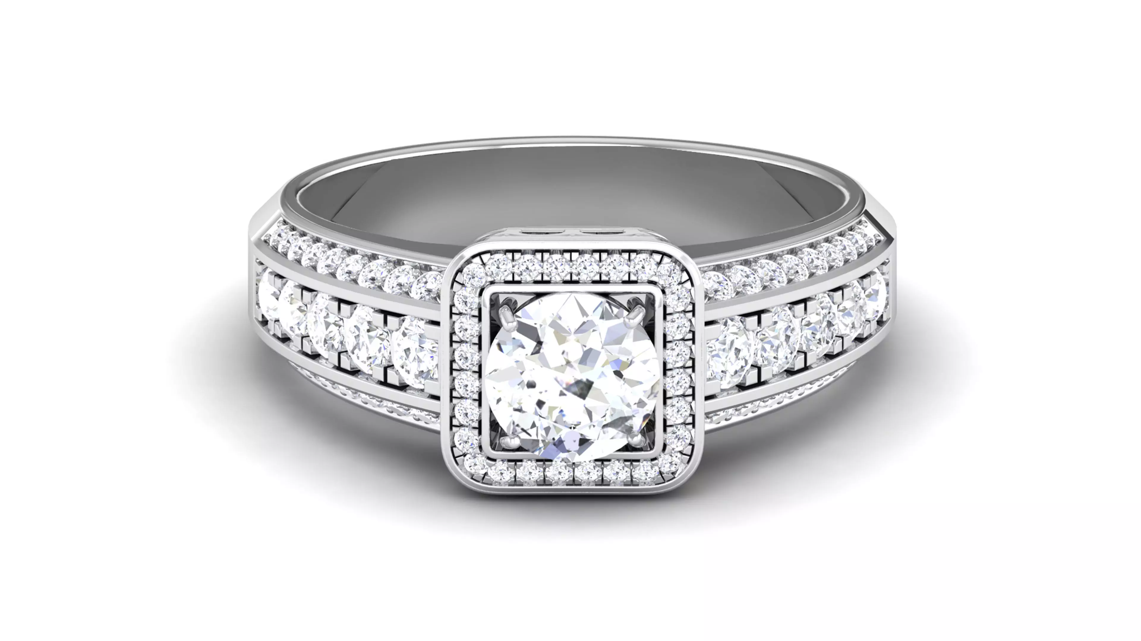 Solitaire Wedding Engagement Halo Ring 3dm STl OBJ FBX Details 3D print model_0