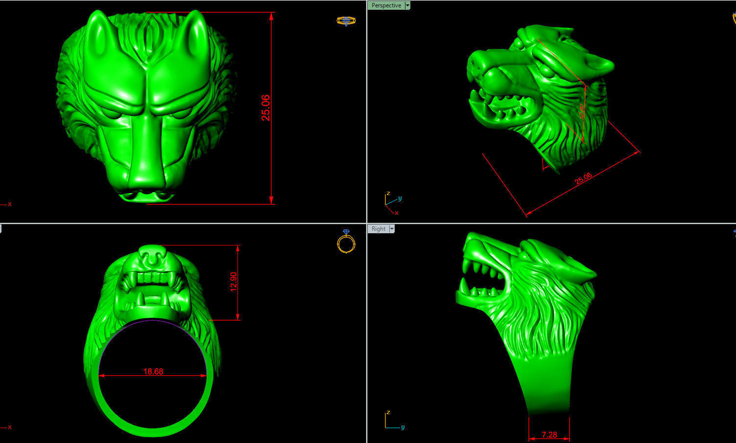 WOLF RING 3D print model_2