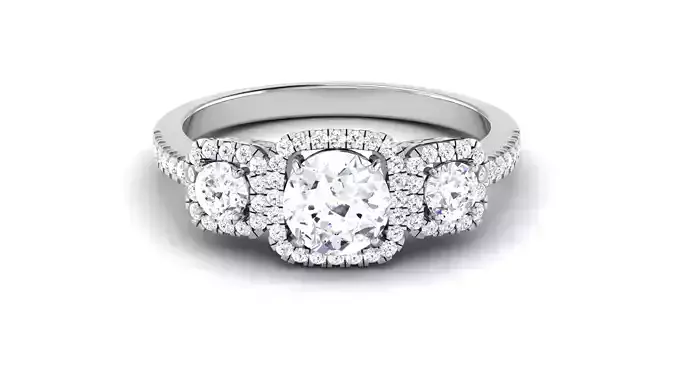 Solitaire Wedding Engagement Halo Ring 3dm STl OBJ FBX Details