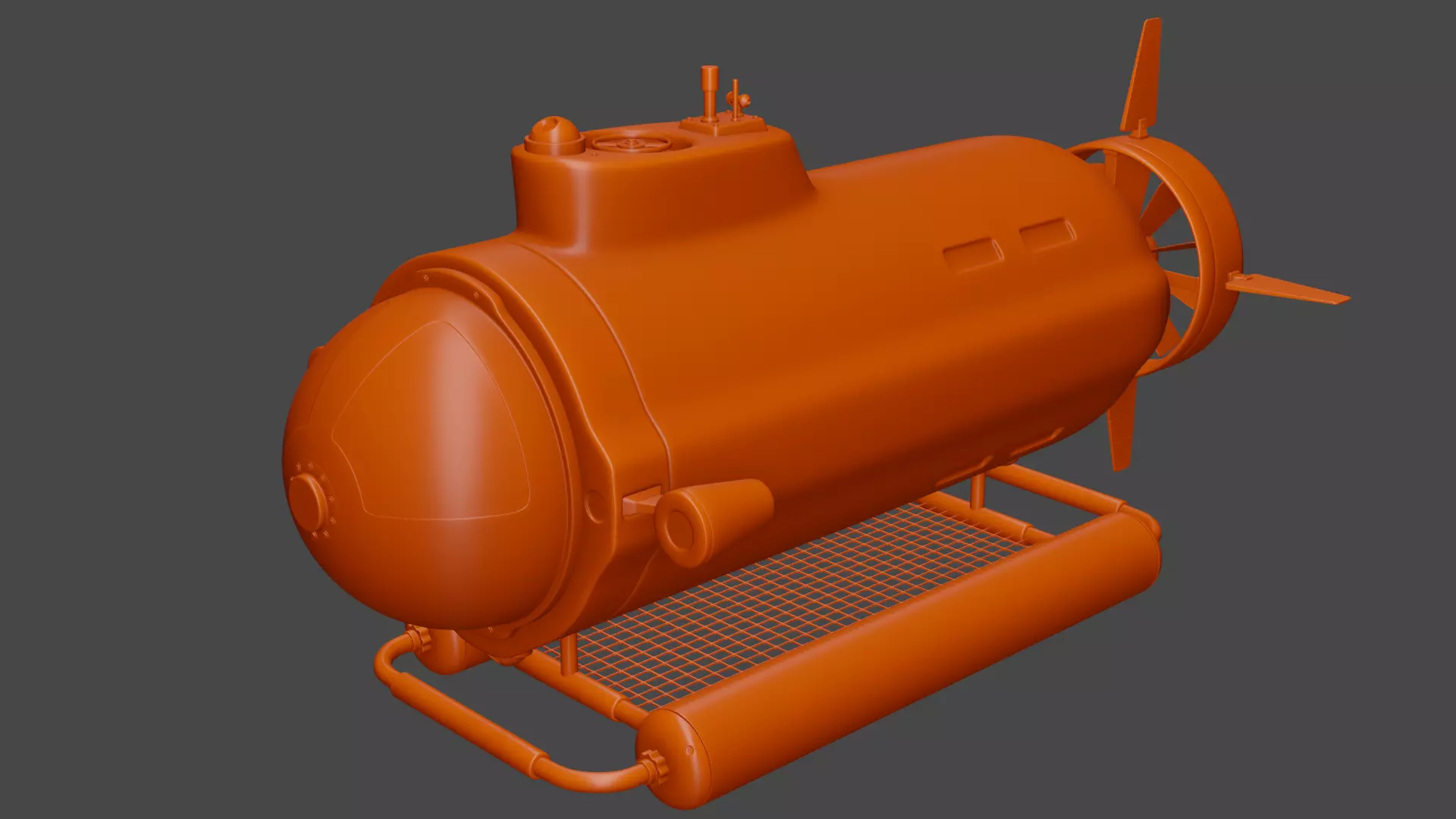 bathyscaphe type submarine 3D model_0