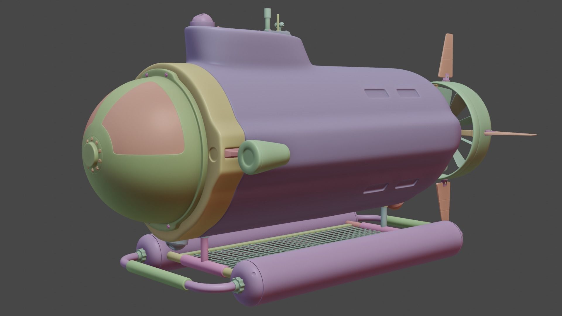 bathyscaphe type submarine 3D model_1