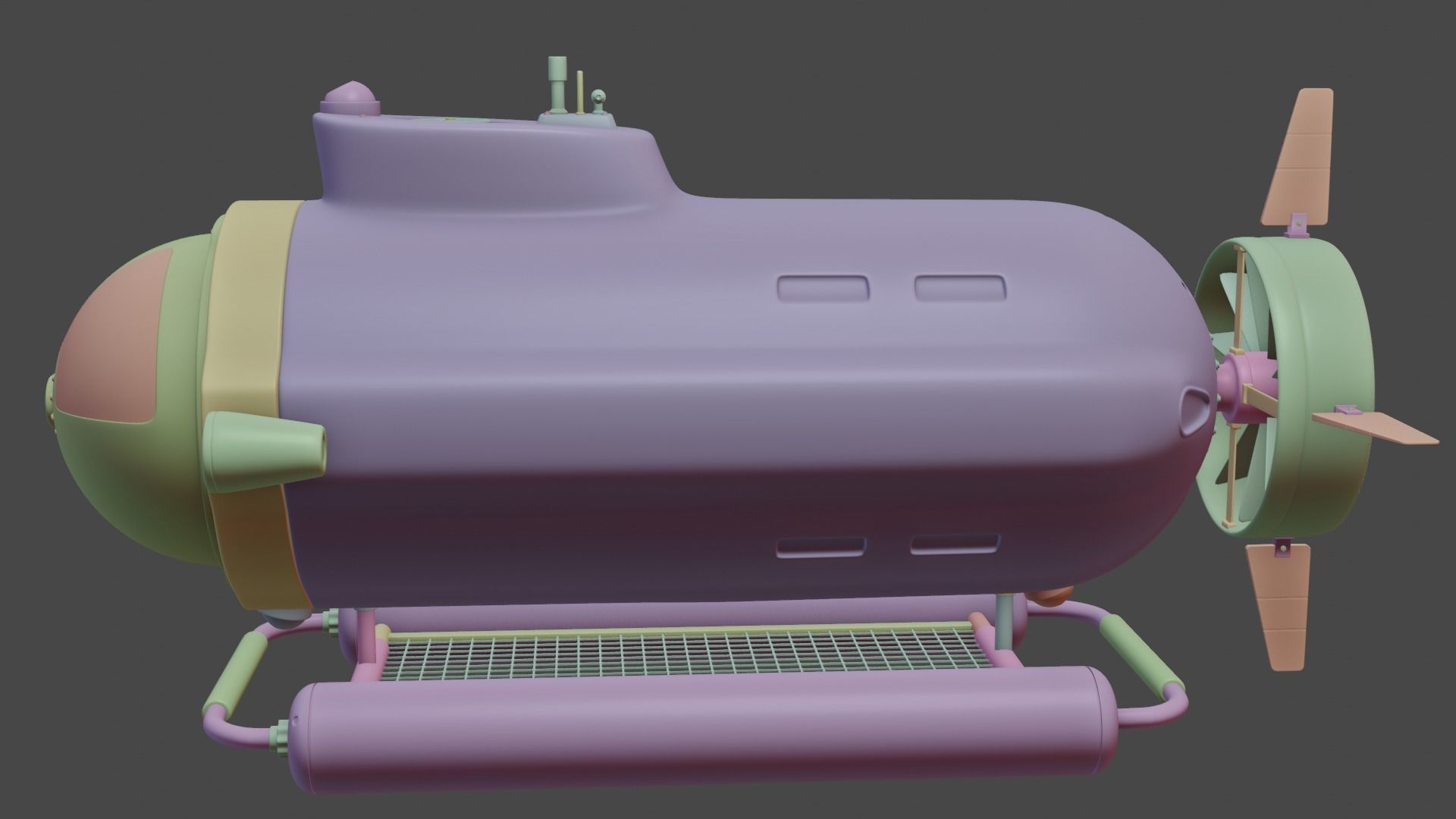 bathyscaphe type submarine 3D model_3
