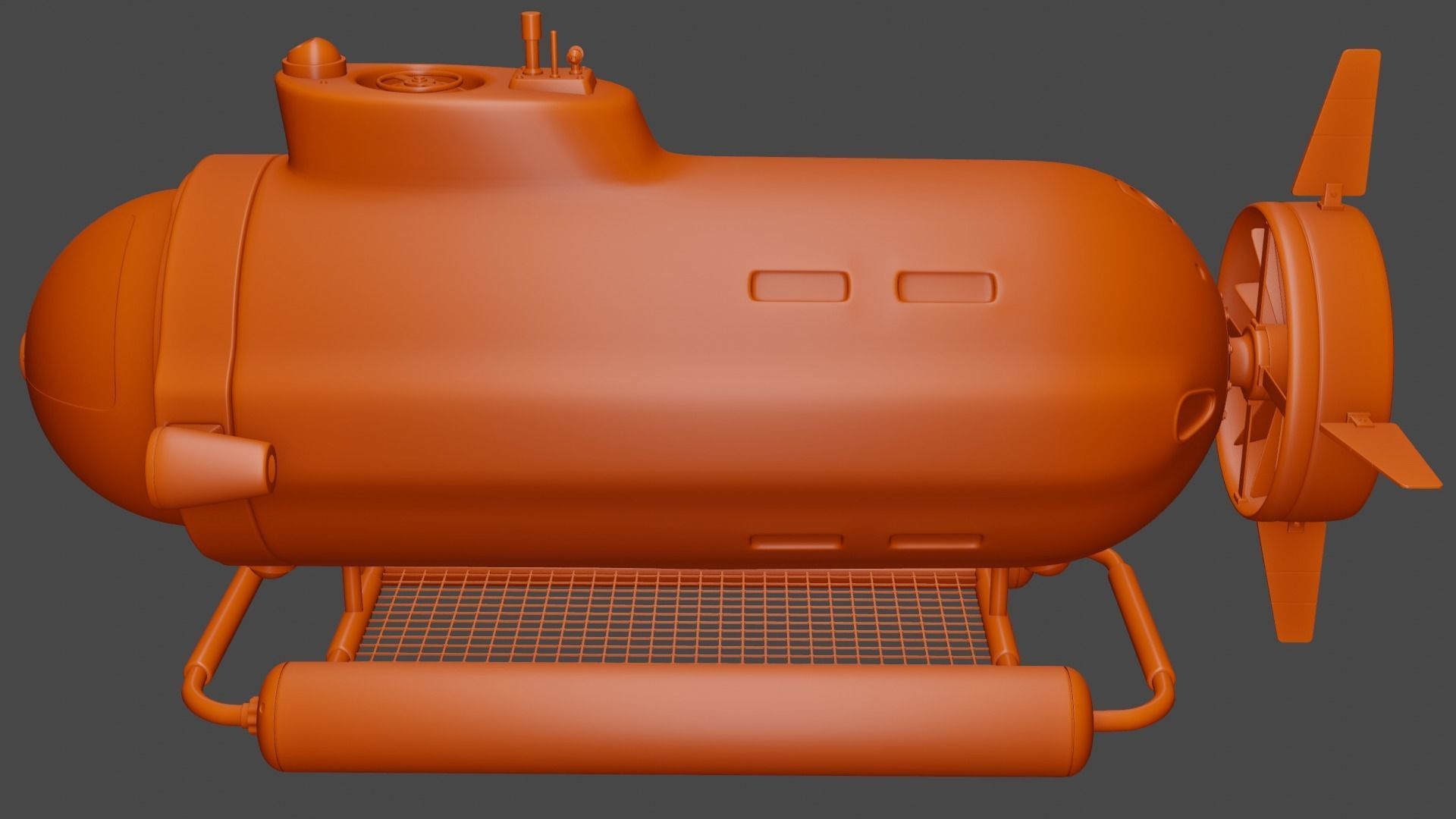 bathyscaphe type submarine 3D model_2